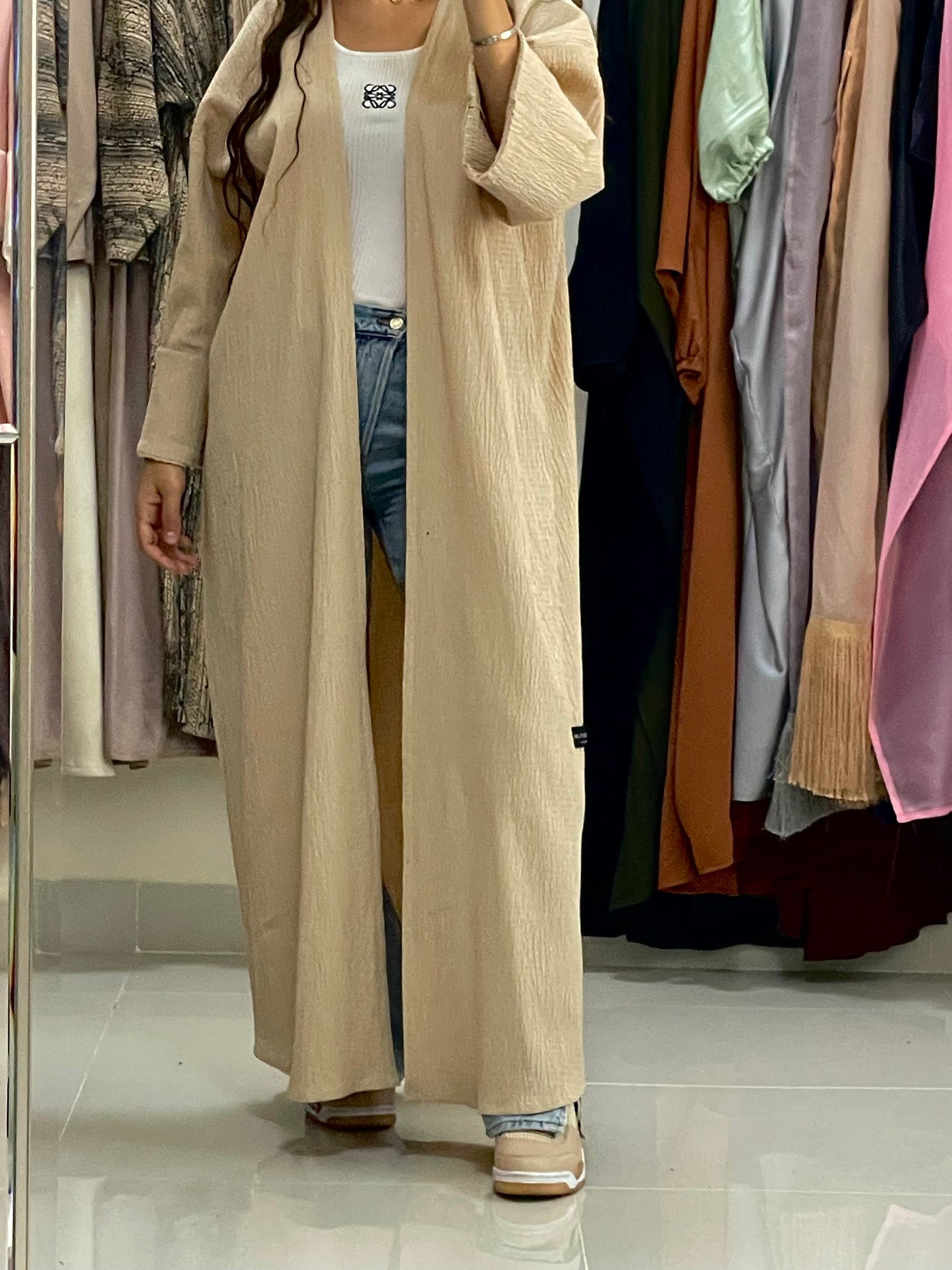 Sand Winter Abaya - RULACOUTURE