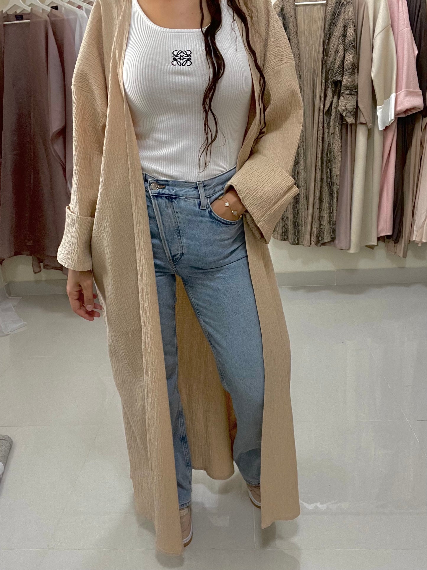 Sand Winter Abaya - RULACOUTURE