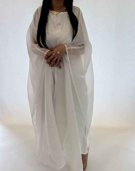 Pearl White Malika Kaftan - RULACOUTURE