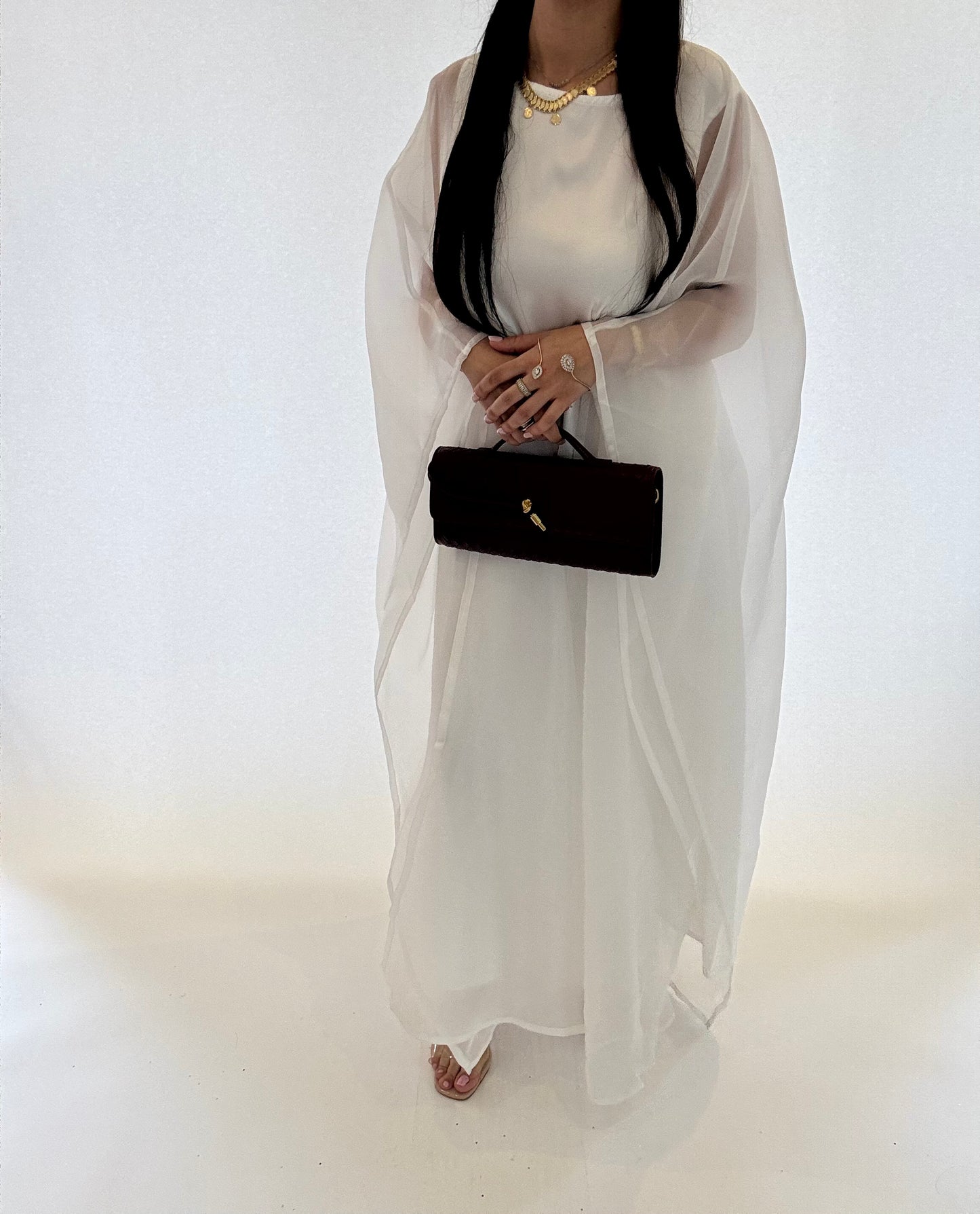 Pearl White Malika Kaftan - RULACOUTURE