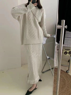 Knitted Skirt Co-ord Set - RULACOUTURE 