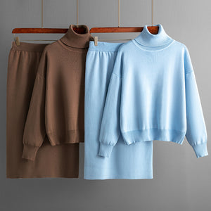Turtleneck Sweater Skirt Two-piece set