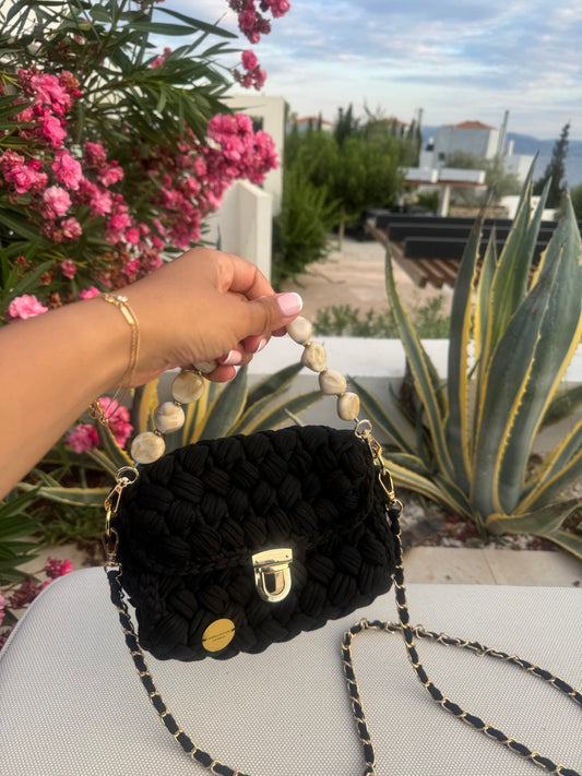 Noir Pearl Crochet Bag - RULACOUTURE 