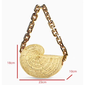 Woven Straw Shell Bag - RULACOUTURE 