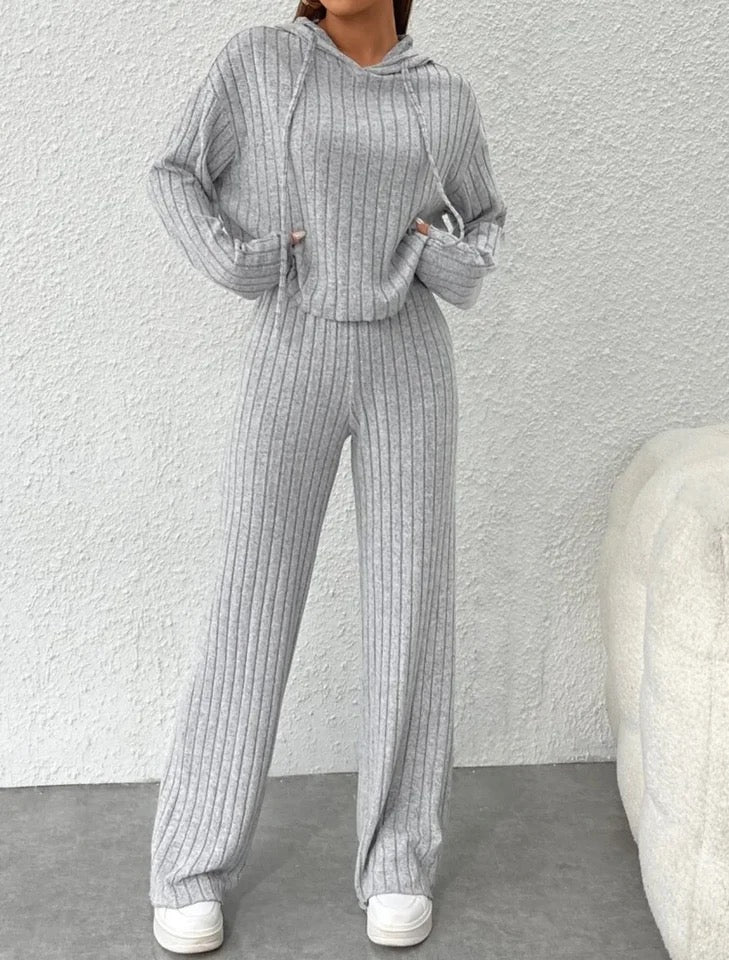 Ribbed Hoodie Set - RULACOUTURE 