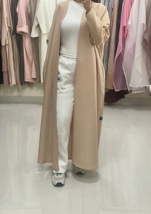 The Casual Beige Jacket Abaya with Pockets - RULACOUTURE 