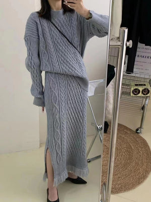 Knitted Skirt Co-ord Set - RULACOUTURE 