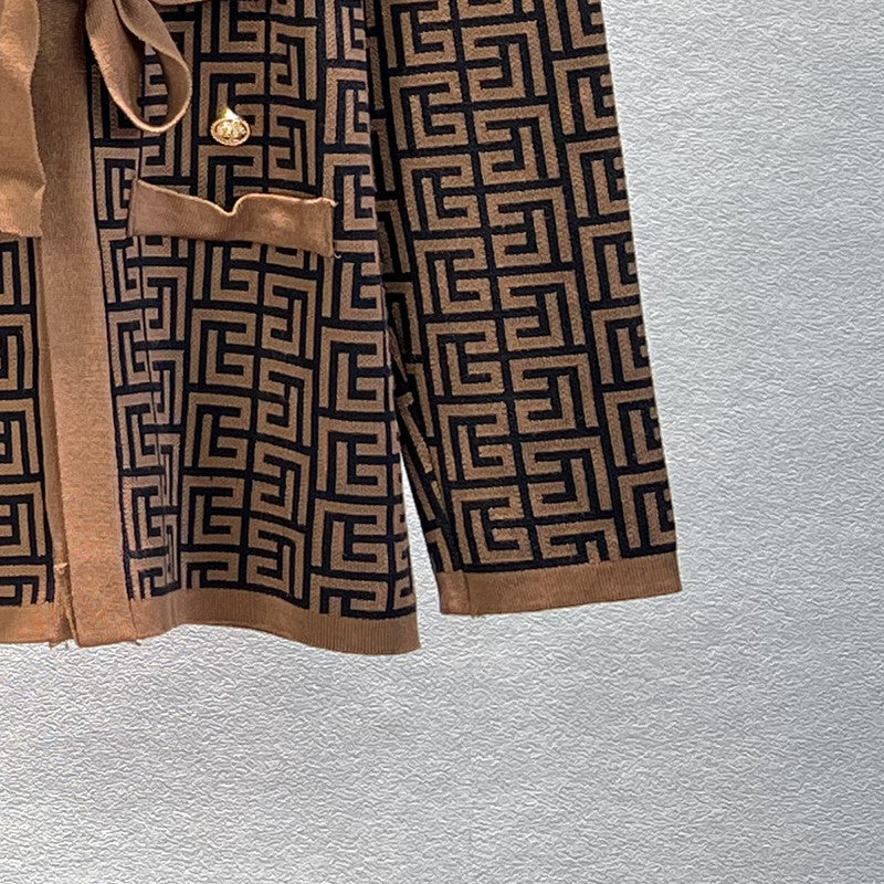 Printed Coat Sweater Wide-leg Pants Suit - RULACOUTURE 