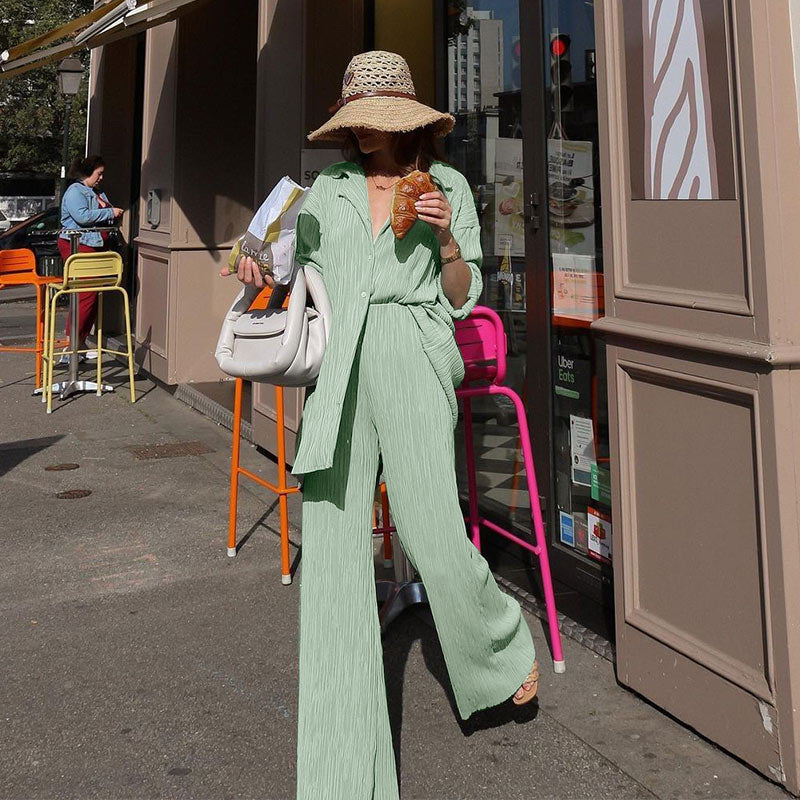 Pleated Shirt and Trouser Set - RULACOUTURE 