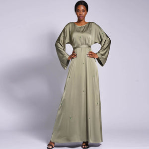 Leena Satin Kaftan Dress - RULACOUTURE 