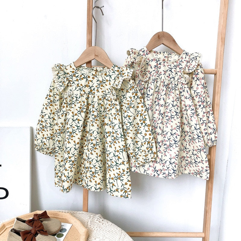 Long Sleeve Floral Girls Dress - RULACOUTURE 