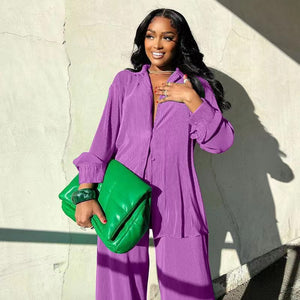 Pleated Shirt and Trouser Set - RULACOUTURE 