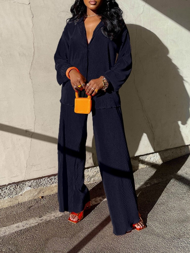 Pleated Shirt and Trouser Set - RULACOUTURE 